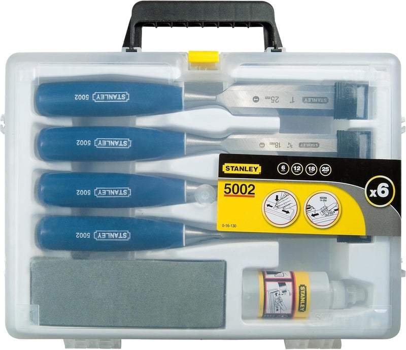 Stanley 4 Piece Chisel Set with High Carbon Steel Blades and Sharpening Stone - Image 2